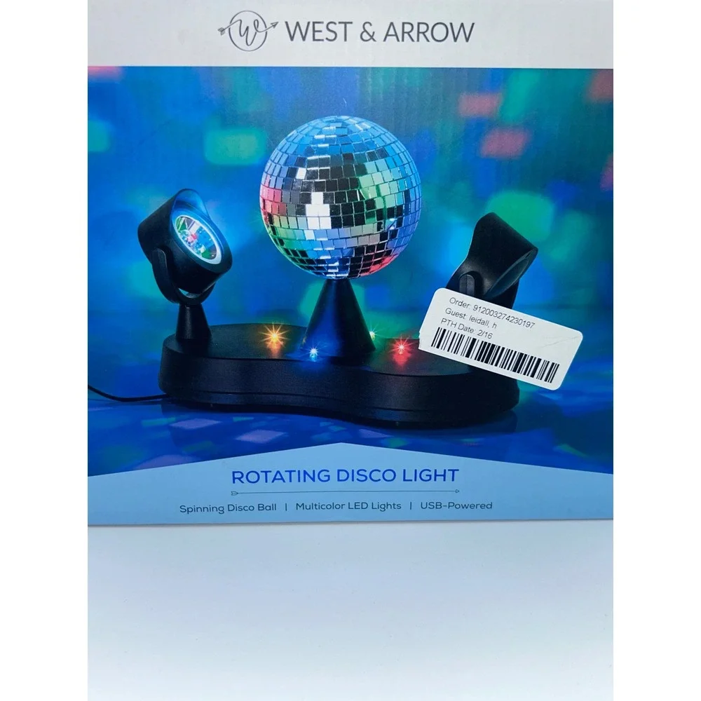 West & Arrow Rotating Disco Light Multicolor LED USB Powered Projection Ball
